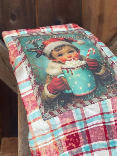 HOME FROM SLEDDING Art Flannel- Ribbon Candy Plaid